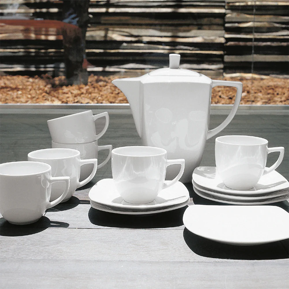 Caffettiera Square shaped Coffeepot Porcelain White by Adriani e Rossi