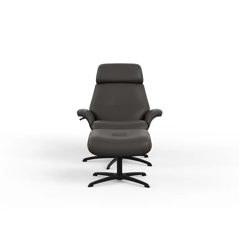 Falcon Swing Relaxer Manual with Foot Stool Soft Leather: Sl 247 Storm Rubber Wood Nature by Fjords - Image 3