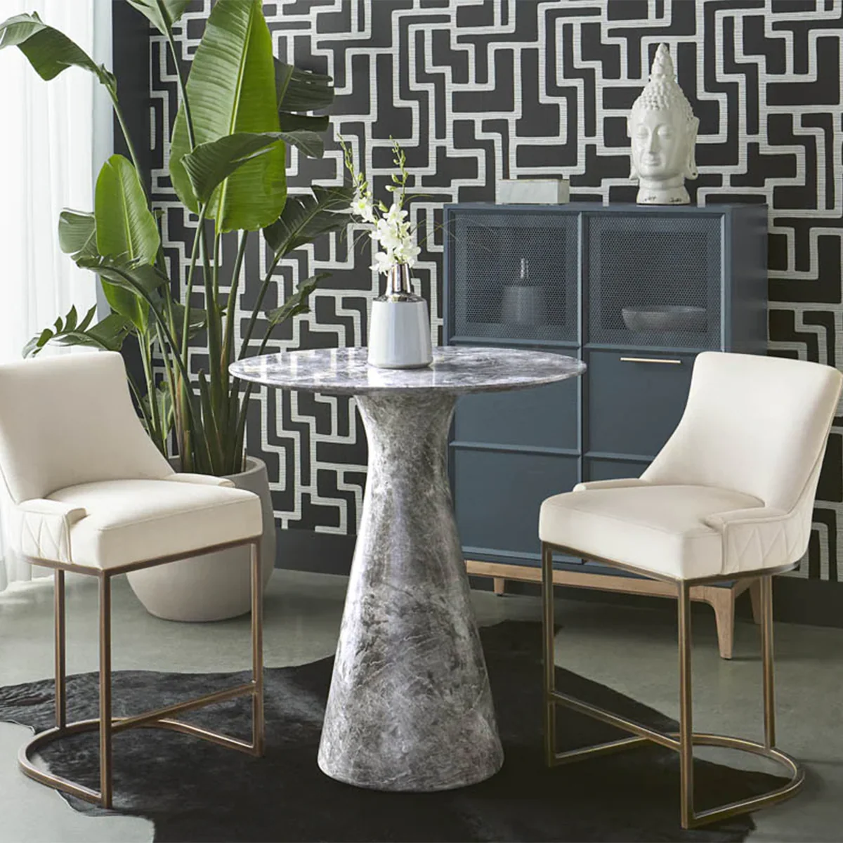 Shelburne Marble Look Counter Table by Sunpan Gray - Image 7