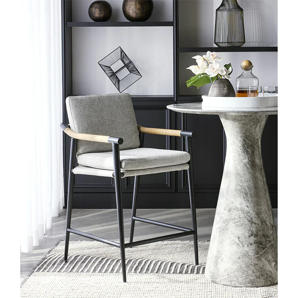 Shelburne Marble Look Counter Table by Sunpan Gray - Image 8